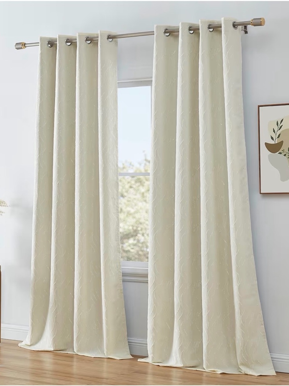 HLC.ME Camden textured Decorative 100% Full Blackout Panels set of 2